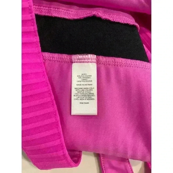 Express Hot Pink Ribbed Zip Up Crop Top Women’s Size Large - Picture 6 of 6